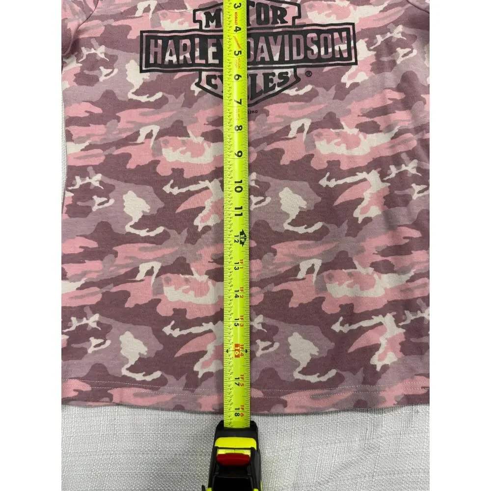 Harley-Davidson Youth Girls Pink Camo Logo T-Shirt Size 10/12 Short Sleeve